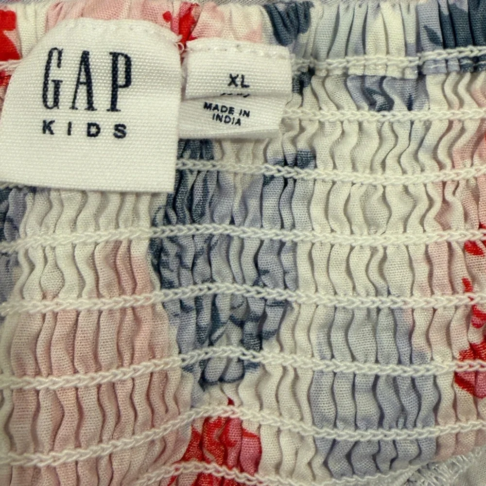 GAP White Tank Top with Red and Blue Floral Pattern